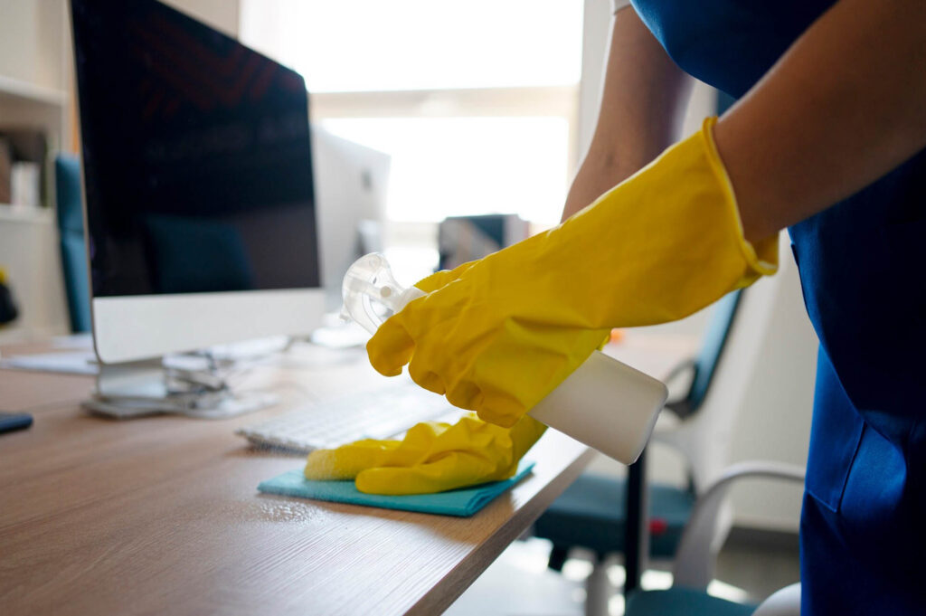woman doing office cleaning